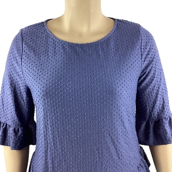 W5 Top Size XL Blue Ruffle Trim Swiss Dots - Picture 2 of 7